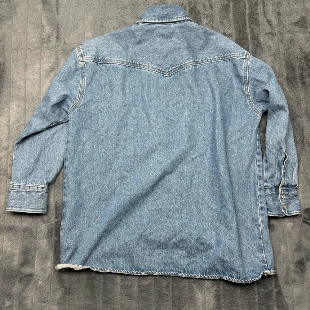 Levis Western Denim Shirt Mens Small Light Wash Snap Front Cotton 10569
